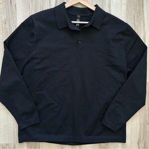 Lululemon black relaxed fit long sleeve golf polo